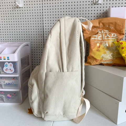Süßer Cartoon Ente Rucksack Cord Stoff Große Kapazität Schultasche Lässig Reise Rucksack Für Kinder Und Studenten