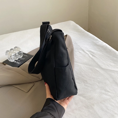 Sac À Épaule En Toile Grande Capacité Multi Poches Fermeture Éclair Bandoulière Cabas Pour Travail École Quotidien Femmes