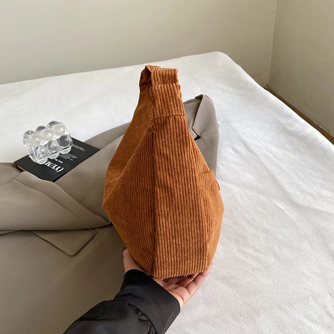 Borsa Hobo In Velluto A Coste Vintage Da Donna Grande Capacità Borsa A Tracolla Stile Casual Retrò