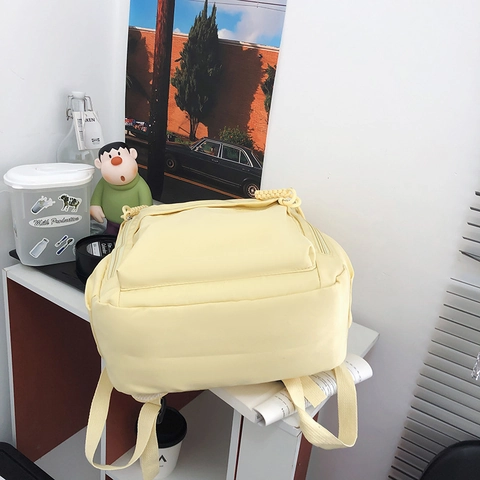 Zaino In Nylon Grande Capacità Leggero Tasche Multiple Scuola Viaggio Daypack Per Ragazze Donne Studenti Casual Tinta Unita