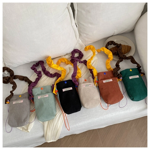 Borsa A Tracolla Per Cellulare In Velluto A Coste Donna Con Tracolla A Volant Piccola Borsa Casual Stile Coreano