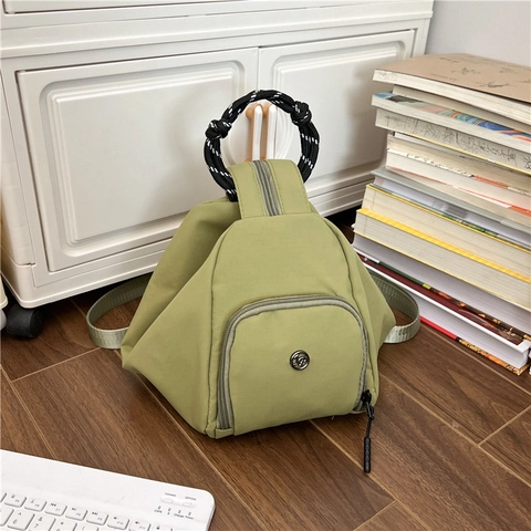 Borsa A Tracolla Da Donna In Nylon Grande Capacità Borsa A Spalla Triangolare Zaino Versatile Con Manico Intrecciato