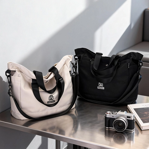 Sac Fourre-tout En Nylon Grande Capacité Léger Multi Poches Sac À Main Épaule Bandoulière Femmes École Travail Décontracté
