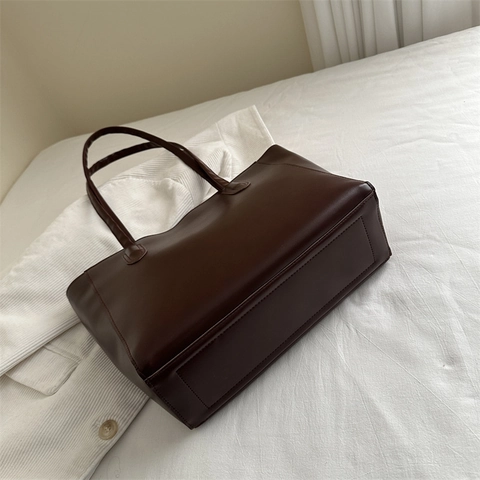Borsa Tote In Pelle PU Retro Minimalista Di Grande Capacità Borsa A Tracolla Da Donna Pendolare Quotidiano