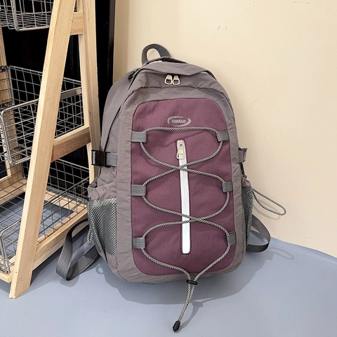 Kinderrugzak Grote Capaciteit Nylon Lichtgewicht Schooltas Contrastkleur Outdoor Reizen Dagrugzak Voor Studenten Meisjes Jongens