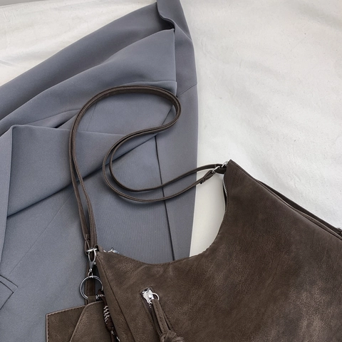 Vintage Hobo Tas Van Mat PU Leer Voor Dames Grote Capaciteit Schoudertas Met Bijpassend Klein Tasje Retro Handtas Voor Dagelijks Gebruik
