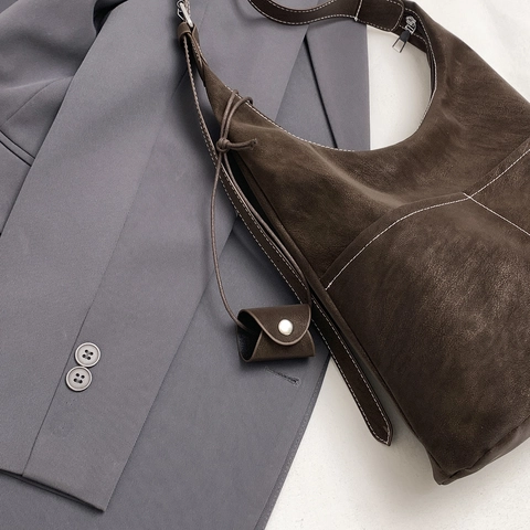 Borsa A Spalla Hobo Di Grande Capacità E Pochette Pelle PU Retro Borsa Da Pendolare Con Cuciture A Contrasto Per Donna