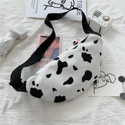 Marsupio In Tela Con Stampa Mucca Borsa Da Petto Alla Moda Con Tracolla Regolabile Per Uso Quotidiano Accessorio Per Studenti