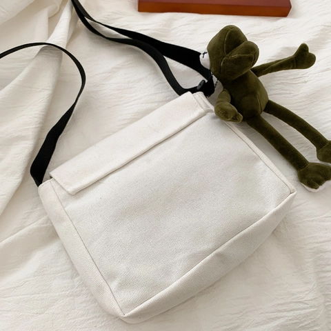 Daisy Stickerei Canvas Umhängetasche Kleine Quadratische Schultertasche Verstellbarer Gurt Süß Lässig Damen Student