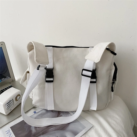Sac Messager En Toile Grande Capacité Style Harajuku Techwear Sac Bandoulière Pour Femmes Étudiants Quotidien École