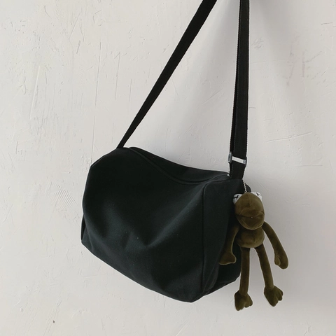 Große Kapazität Canvas Umhängetasche Breiter Verstellbarer Gurt Schultertasche Für Damen Lässig Student Street Style Reißverschluss
