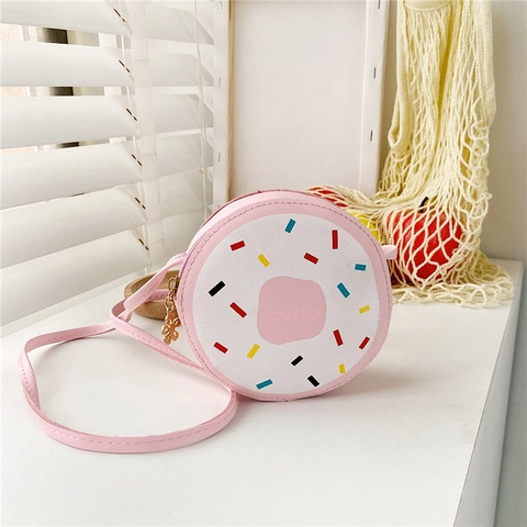 Borsa A Tracolla Ciambella Per Bambini Pelle PU Borsa Rotonda Con Stampa Hello Per Bambine Moda Carina Novità