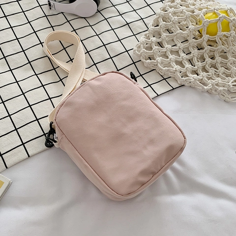 Cute Canvas Crossbody Bag For Women Small Japanese Fresh Nylon Shoulder Pouch With Cartoon Patch For Students Girls