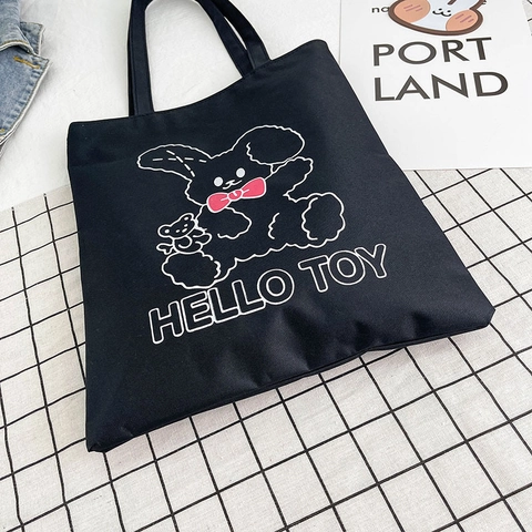 Borsa Tote In Tela Grande Capacità Stampa Cartone Animato Animale Astronauta Cerniera Borsa A Spalla Stile Giapponese Kawaii