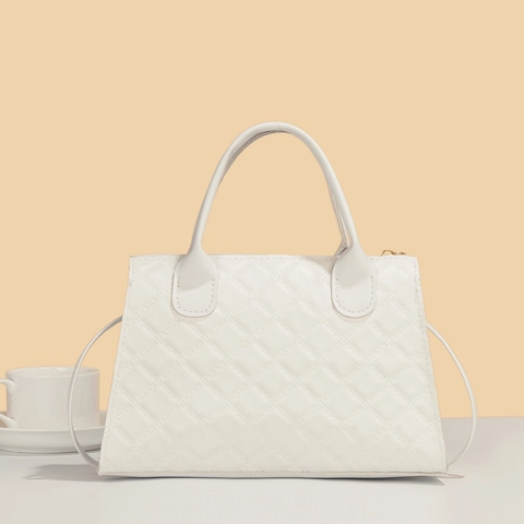 Borsa A Mano In Pelle PU Trapuntata Donna Elegante Borsa A Tracolla Con Doppi Manici E Tracolla Stile Trapezio Minimalista