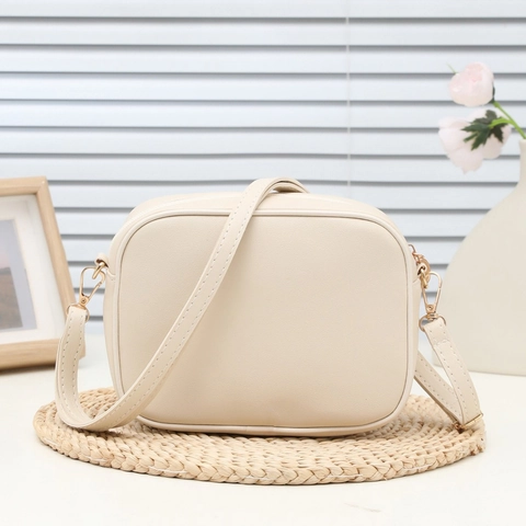 Women Floral Embroidery Sequin Crossbody Bag PU Leather Camera Bag Trendy Small Square Zipper Shoulder Purse