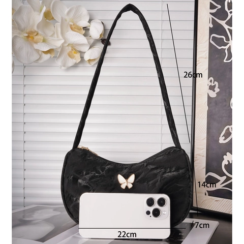 Borsa Sottobraccio da Donna alla Moda in Pelle PU Plissettata Motivo Marmoreo Borsa a Tracolla Hobo con Fiocco in Metallo Elegante