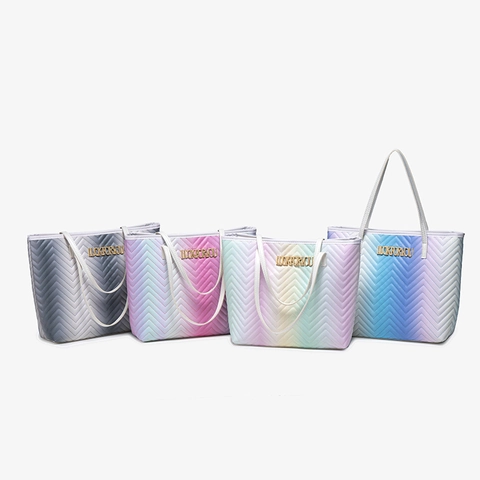 Borsa Tote Trapuntata Sfumata Grande Capacità Borsa A Mano In Pelle PU Per Donna Viaggio Shopping Borsa A Spalla