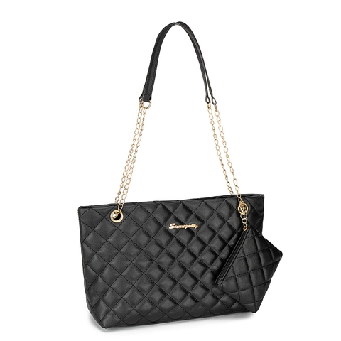 Borsa Tote Trapuntata A Rombi Da Donna E Portamonete Pelle PU Catena Dorata Borsa A Spalla Grande Capacità Eleganza