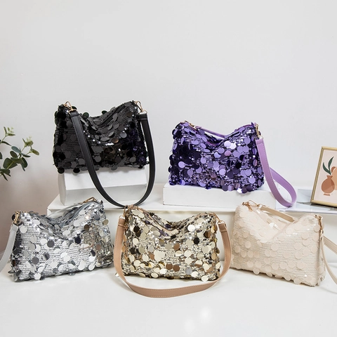 Borsa Sottobraccio Con Paillettes Chic Grande Borsa A Tracolla Scintillante Per Donna Party Night Out Moda Tendenza Borsa
