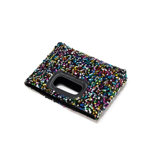 Damen Handtasche Rechteckige Clutch Mit Ausgeschnittenem Griff Pailletten Ethnisch Jacquard Patchwork PU Leder Party Alltag