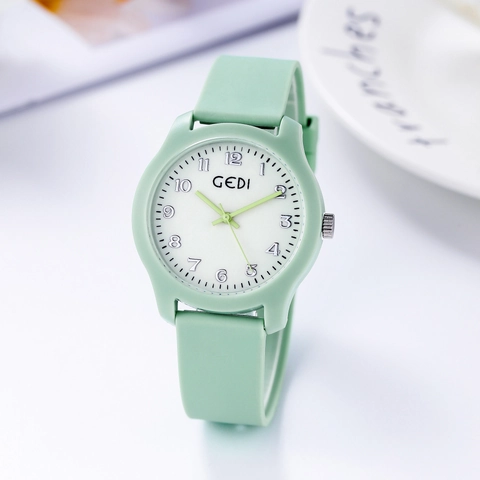 Women's Quartz Watch Silicone Strap Alloy Case Minimalist Arabic Numerals Waterproof Fashion Student Wristwatch
