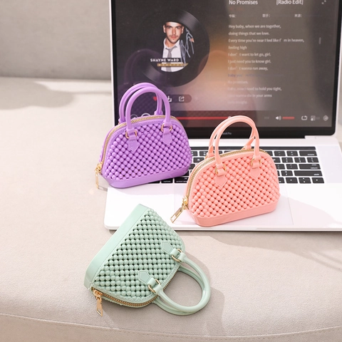 Borsa Mini Jelly Shell Donna PVC Texture Perla Artificial Borsa A Mano Tracolla Con Catena Dorata Moda Carina