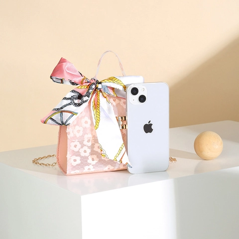 Mini Bolso De Mano Para Mujer Cuero PU Bolso Bandolera Forma Cuadrada Con Asa De Bufanda Y Cadena Metálica Moda