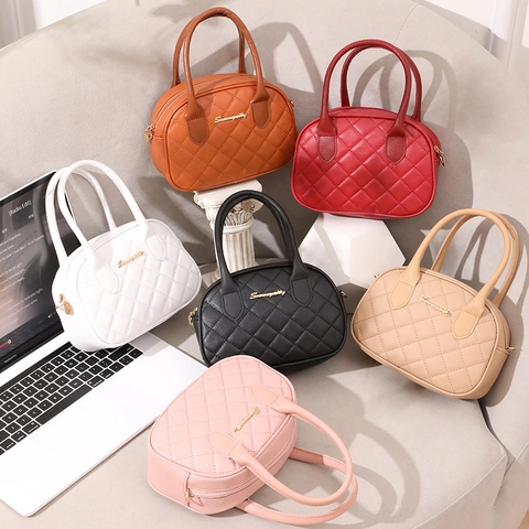 Gesteppte PU Leder Handtasche Für Damen Elegantes Rautenmuster Muschelform Schulter Umhängetasche Verstellbarer Riemen