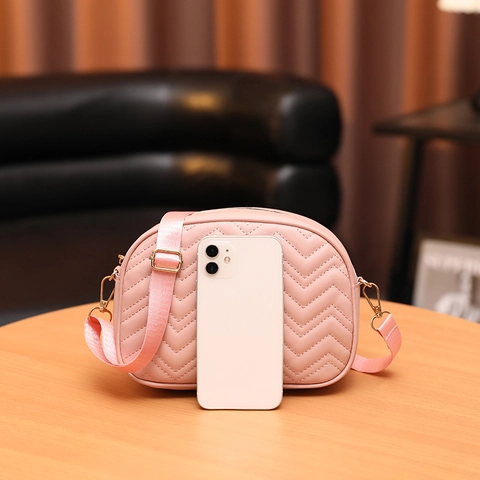 Bolso Bandolera De Cuero PU Acolchado Para Mujer Bolso De Hombro Elegante Con Patrón En V Y Correa Ajustable Bolso De Moda