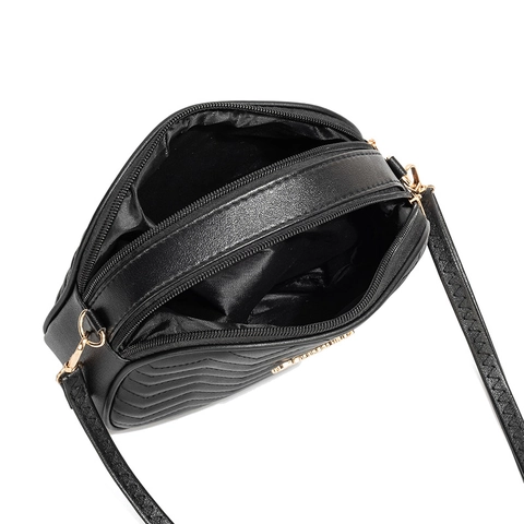 Bolso De Bandolera Acolchado De Ondas Para Mujer Bolso De Cámara Cuadrado De Cuero PU Simple Bolso De Hombro De Doble Cremallera