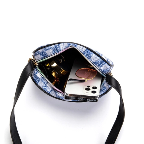 Borsa A Tracolla In Denim Da Donna Stampa Floreale Scacchi Borsa A Spalla Con Cerniera Arcobaleno E Decorazione In Metallo