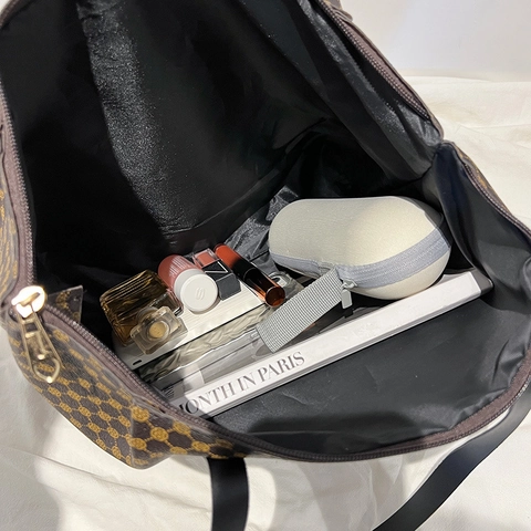 Bolso Tote de Cuero PU con Estampado de Puntos para Mujer Gran Capacidad Bolso de Hombro Urbano Minimalista Diario Compras