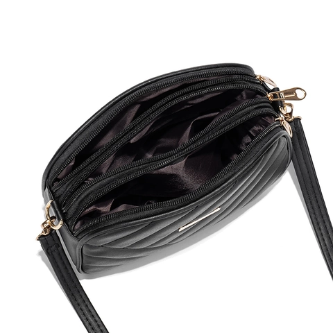 Women Quilted PU Leather Shoulder Bag Multi Compartment Crossbody Camera Bag Gold Hardware Elegant Small Square Bag
