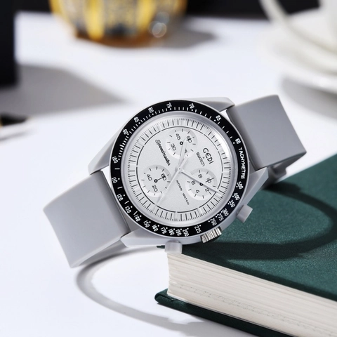 Sport Quarzuhr Mit Silikonarmband Chronograph Tachymeter Wasserdicht Mode Große Zifferblatt Student Armbanduhr