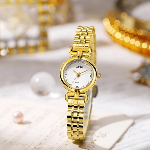 Women Quartz Watch Stainless Steel Strap Rhinestone Elegant Waterproof Retro Analog Wristwatch For Ladies