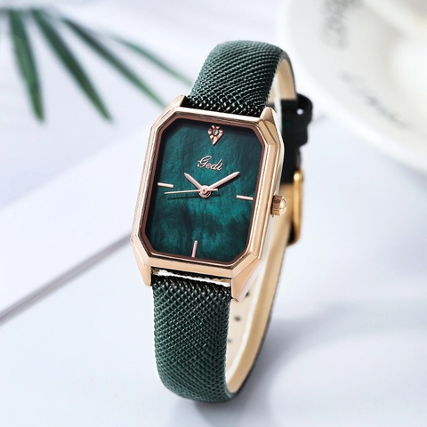 Orologio Al Quarzo Da Donna Cassa Rettangolare Oro Rosa Cinturino In Pelle Impermeabile Elegante Orologio Da Polso
