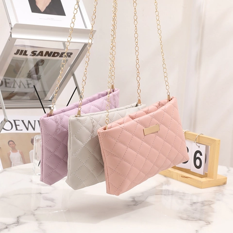 Sac Bandoulière Matelassé Femme Cuir PU Motif Losange Chaîne Dorée Petit Sac À Épaule À La Mode Élégant