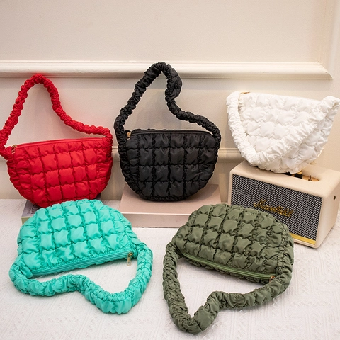 Borsa Sottobraccio Trapuntata Da Donna Tracolla Arricciata Borsa A Mano Mezzaluna Nuvola Leggera Versatile Moda Stile Casual