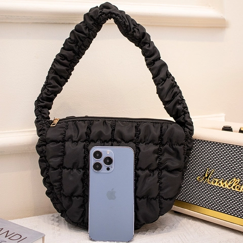 Borsa Sottobraccio Trapuntata Da Donna Tracolla Arricciata Borsa A Mano Mezzaluna Nuvola Leggera Versatile Moda Stile Casual