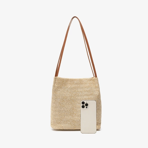 Borsa Tote In Paglia Intrecciata Da Donna Grande Capacità Borsa A Spalla Spiaggia Estate Con Cinturino In Pelle Marrone