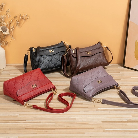 Sac À Bandoulière Élégant Pour Femmes En Cuir PU Matelassé Sacoche Avec Décoration De Nœud Doré Sangle Réglable Style Vintage