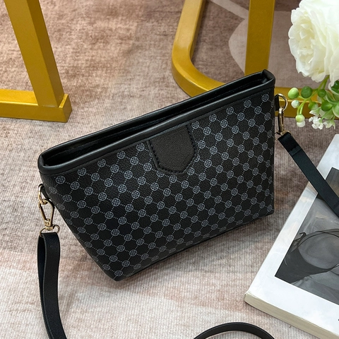 Sac Bandoulière en Cuir PU Rétro pour Femmes Motif Géométrique Circulaire Petit Sac Carré avec Garnitures Dorées Sacoche Quotidienne