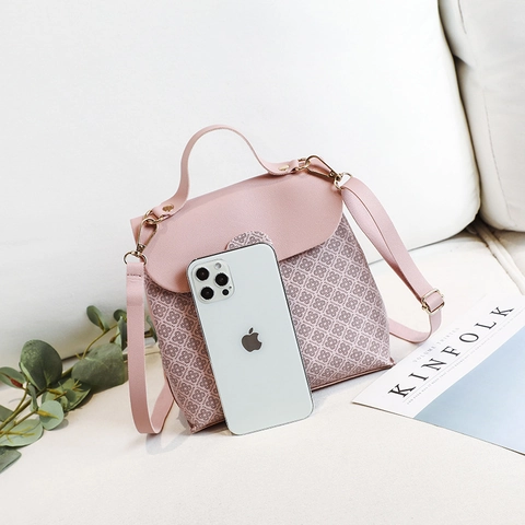 Women Vintage Printed PU Leather Handbag Contrast Color Shoulder Crossbody Bag With Heart Lock Fashion Daily Purse