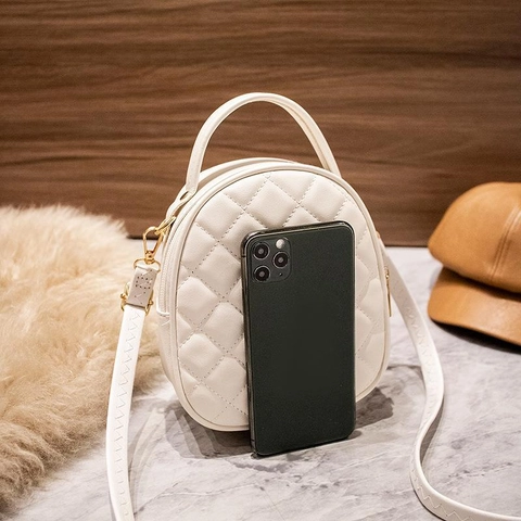 Mini Sac Bandoulière Femme Matelassé Motif Diamant Cuir PU Sac À Main Ornement Fleur Dorée Bandoulière Réglable Mode