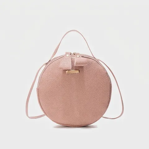 Bolso Bandolera Redondo Mujeres Cuero PU Patrón Lichi Bolso De Mano Circular Cremallera Bolso De Hombro Moda Viaje Informal