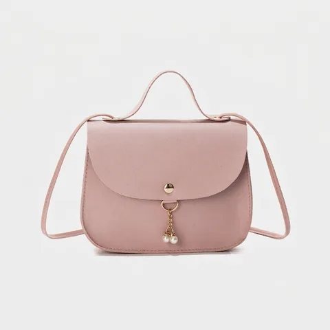 Borsa A Tracolla Da Donna In Pelle PU Piccola Borsa A Mano Con Pendente Di Perla Artificial Manico Superiore Tracolla Regolabile Tinta Unita Moda Quadrata