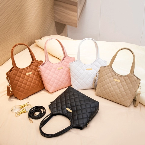 Gesteppte Handtasche PU Leder Rautenmuster Schultertasche Umhängetasche Bucket Bag Mit Goldener Hardware Für Damen