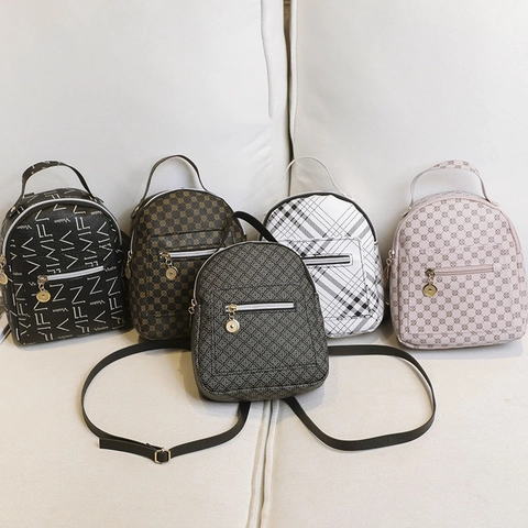 Mini Zaino Da Donna Moda Pelle PU Vintage Stampa Monogramma Piccolo Casuale Viaggio Scuola Per Ragazze