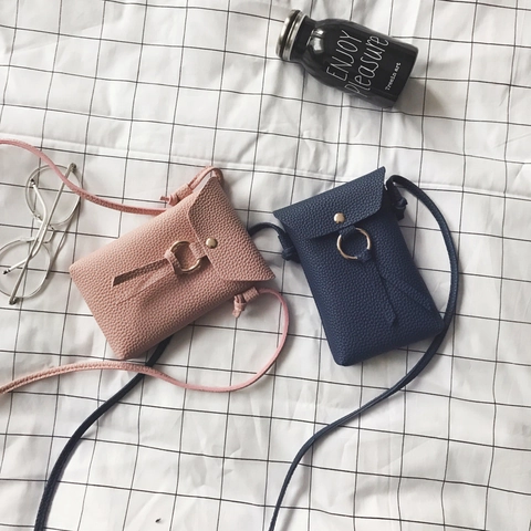 Mini Sac Bandoulière Pour Téléphone Cuir PU Motif Litchi Anneau Métallique Doré Fermoir Magnétique Style Décontracté